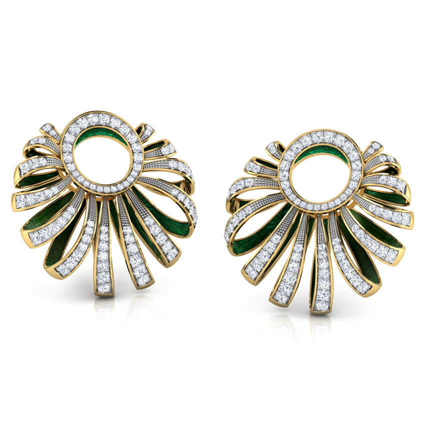 Flared Ribbon Diamond Hoop Earrings Flared Ribbon Diamond Hoop Earrings