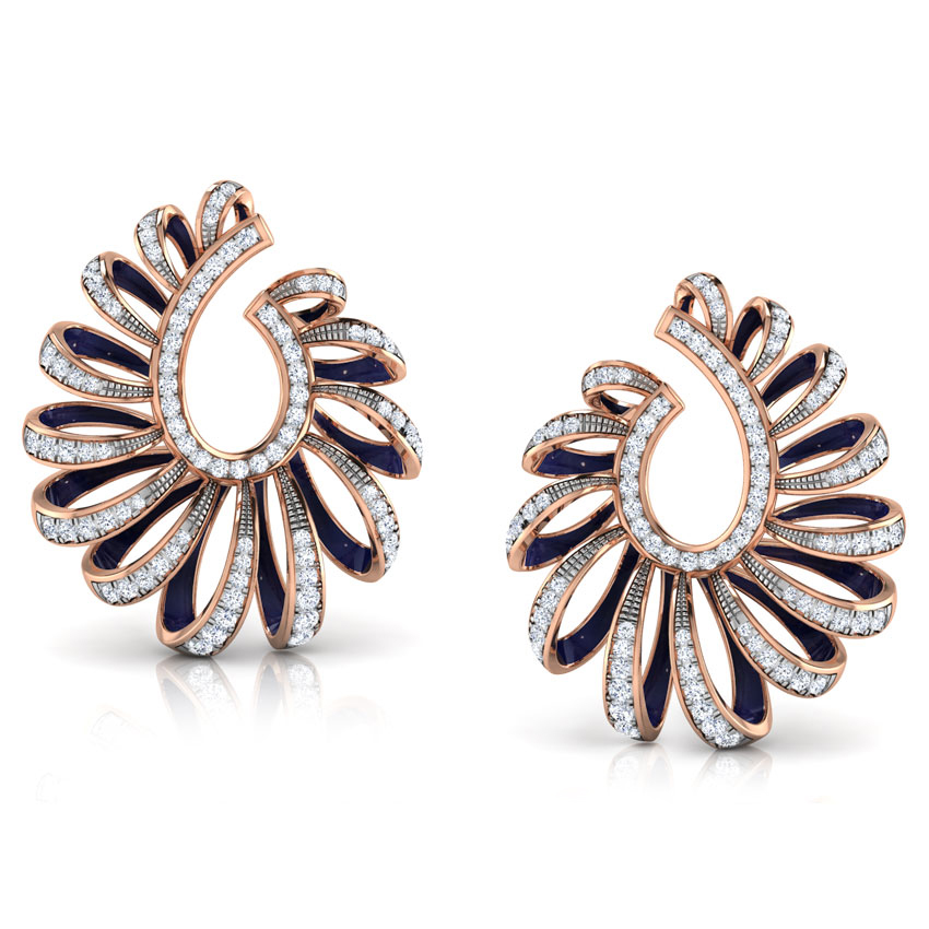 Diamond Earrings 18 Karat Rose Gold Ribbon Peel Diamond Hoop Earrings