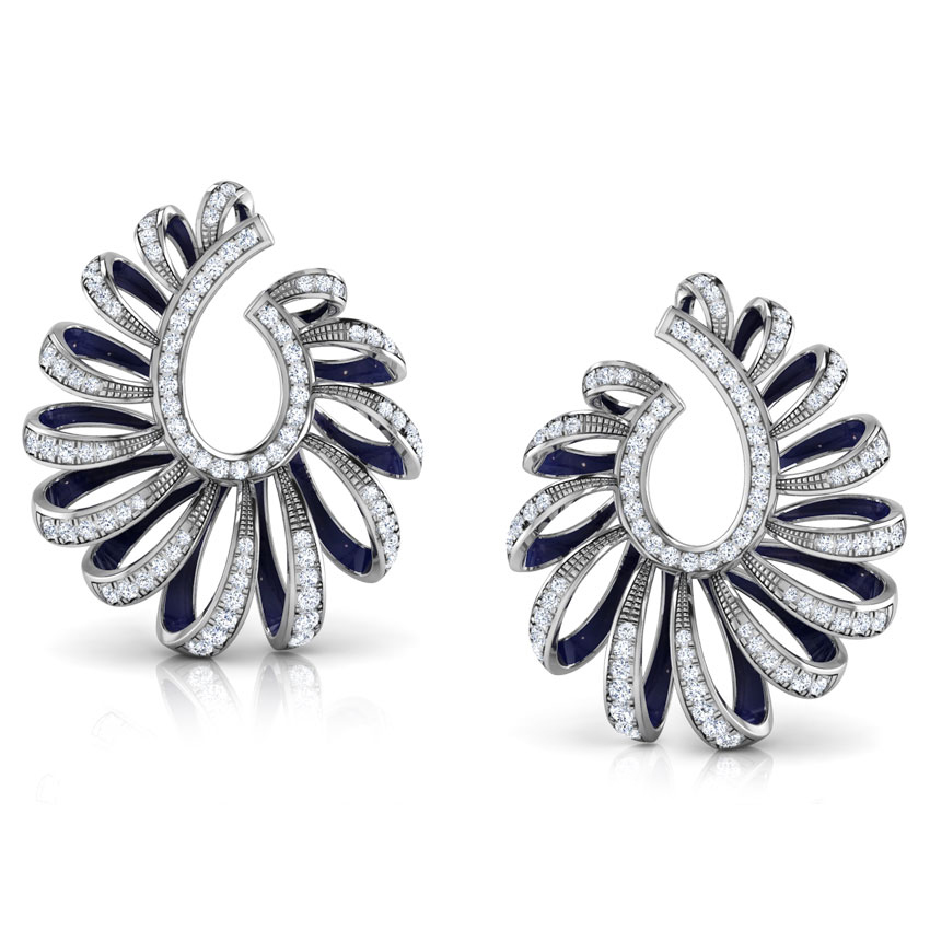 Diamond Earrings 18 Karat White Gold Ribbon Peel Diamond Hoop Earrings