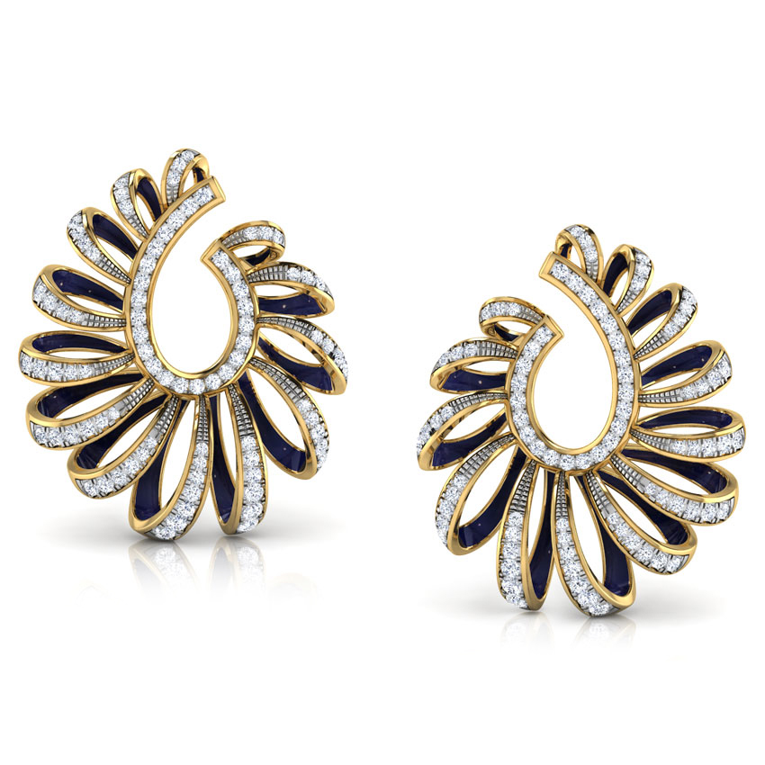 Diamond Earrings 14 Karat Yellow Gold Ribbon Peel Diamond Hoop Earrings