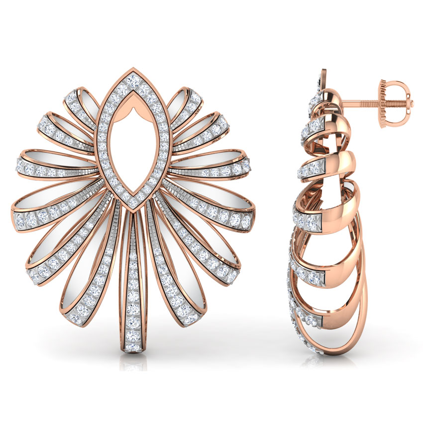 Unfurled Ribbon Diamond Hoop Earrings