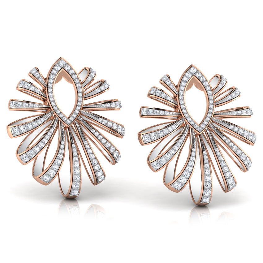 Unfurled Ribbon Diamond Hoop Earrings