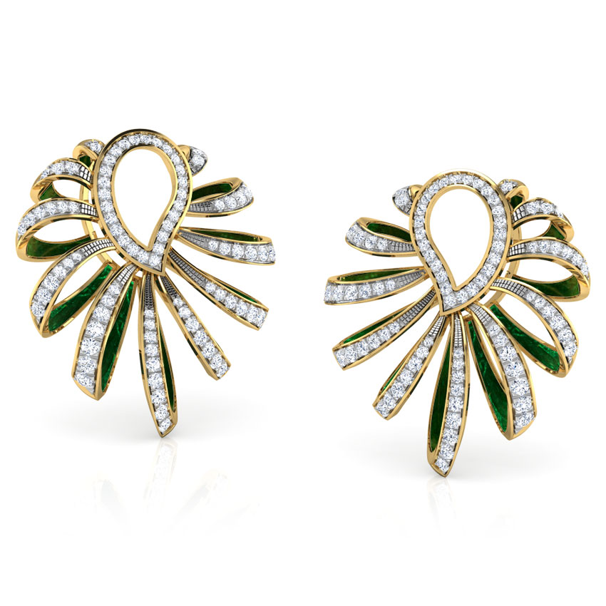 Paisley and Ribbon Diamond Hoop Earrings