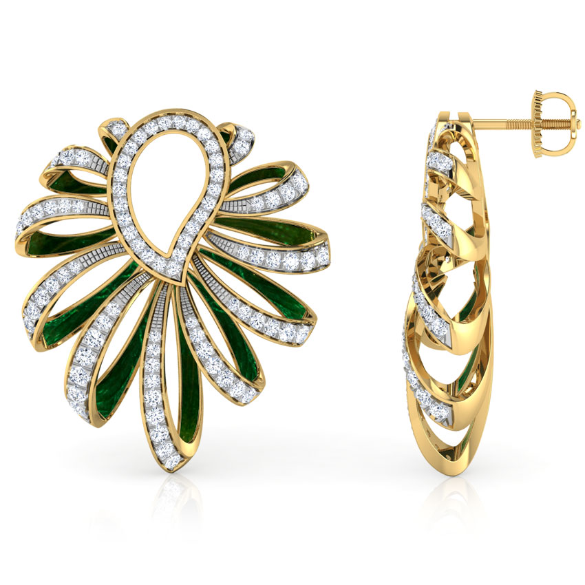 Paisley and Ribbon Diamond Hoop Earrings