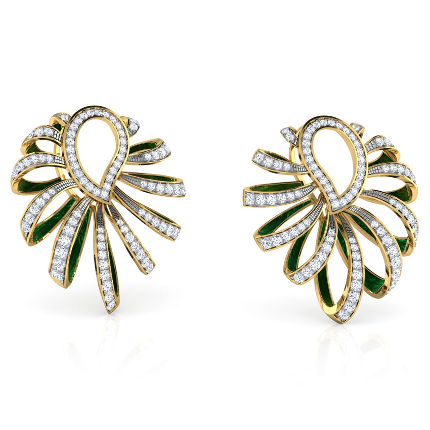 Paisley and Ribbon Diamond Hoop Earrings