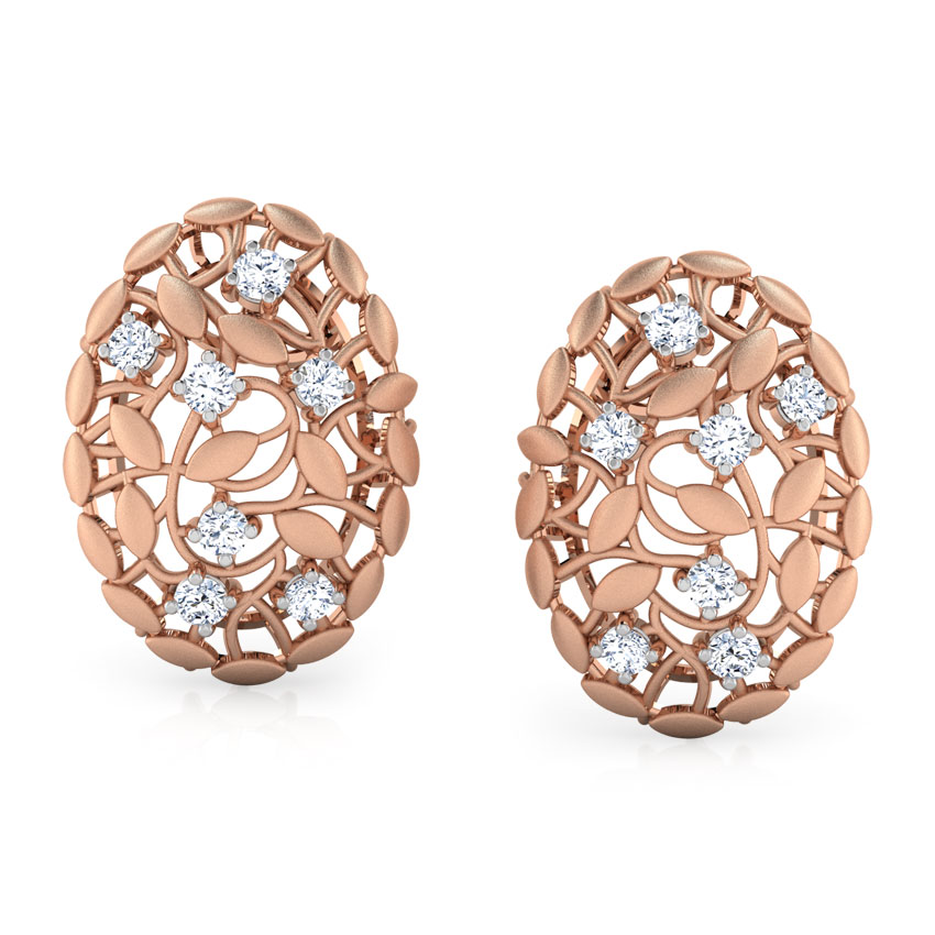 Diamond Earrings 18 Karat Rose Gold Ber Root Diamond Stud Earrings