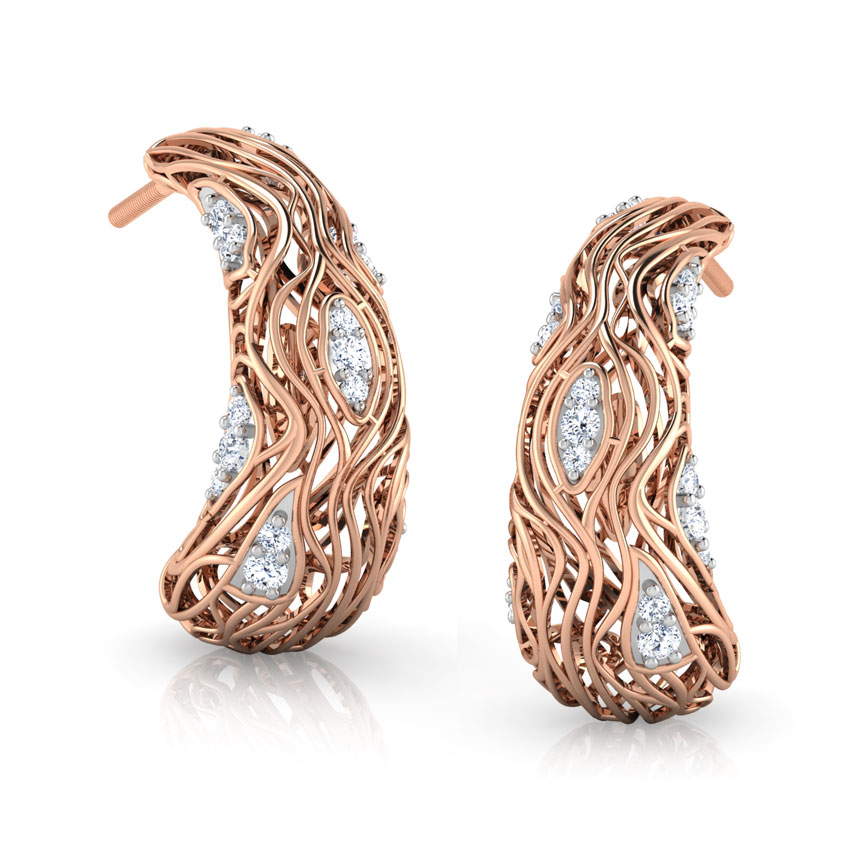 Batino Wood Grain Diamond Hoop Earrings