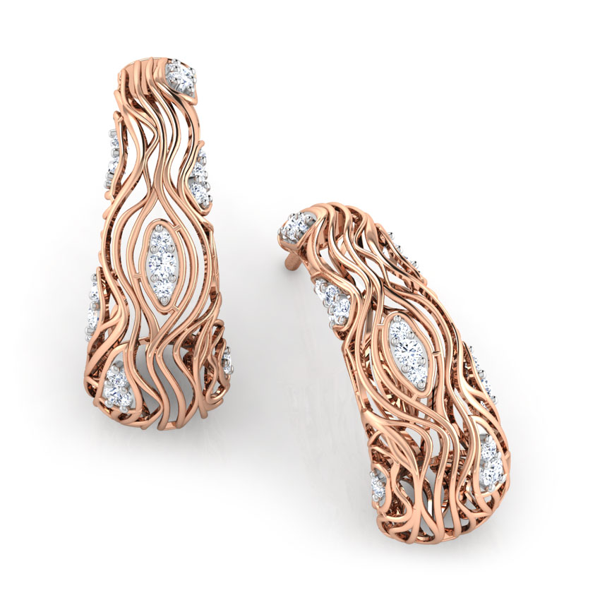 Batino Wood Grain Diamond Hoop Earrings