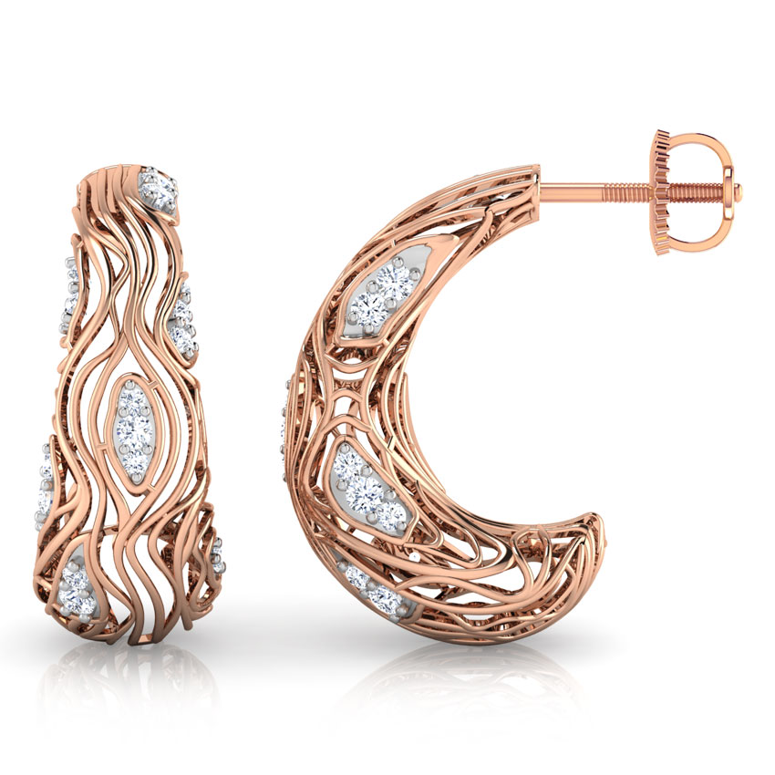 Batino Wood Grain Diamond Hoop Earrings