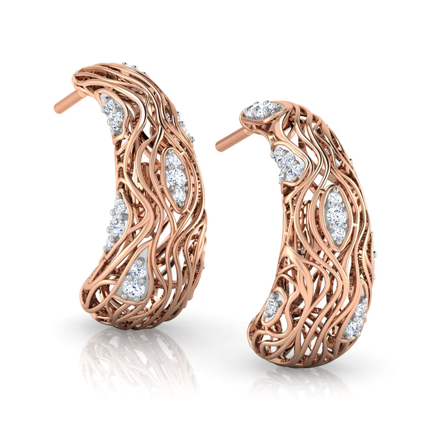 Batino Wood Grain Diamond Hoop Earrings