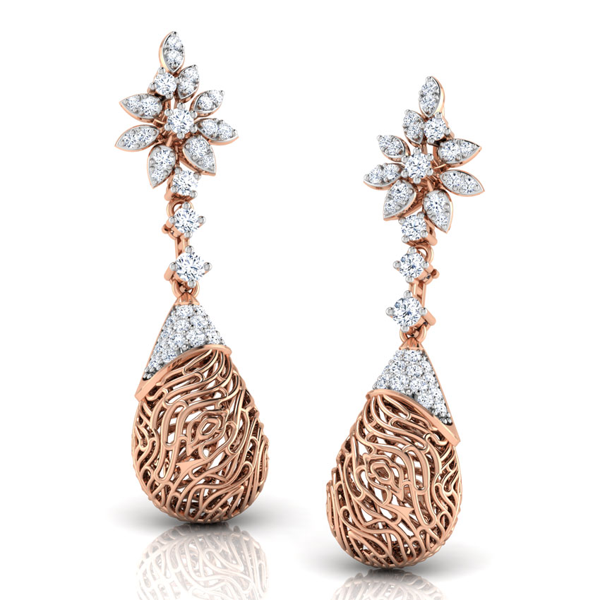 Alder Wood Grain Diamond Drop Earrings Alder Wood Grain Diamond Drop Earrings