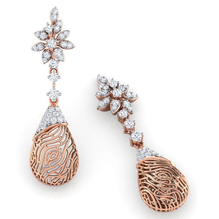 Alder Wood Grain Diamond Drop Earrings Alder Wood Grain Diamond Drop Earrings