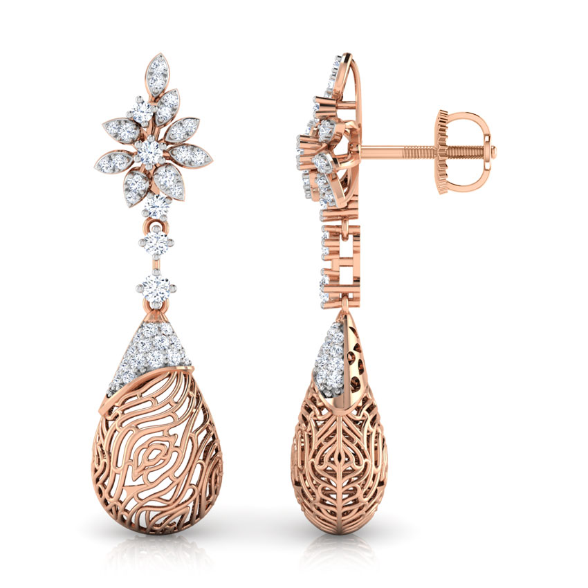 Alder Wood Grain Diamond Drop Earrings Alder Wood Grain Diamond Drop Earrings