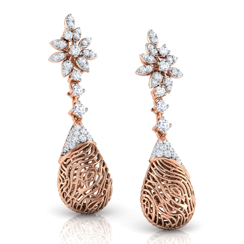 Alder Wood Grain Diamond Drop Earrings Alder Wood Grain Diamond Drop Earrings
