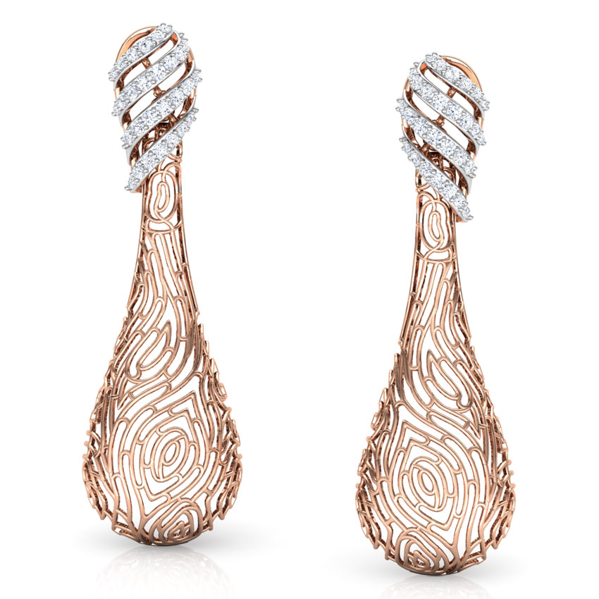 Lupine Wood Grain Diamond  Drop Earrings