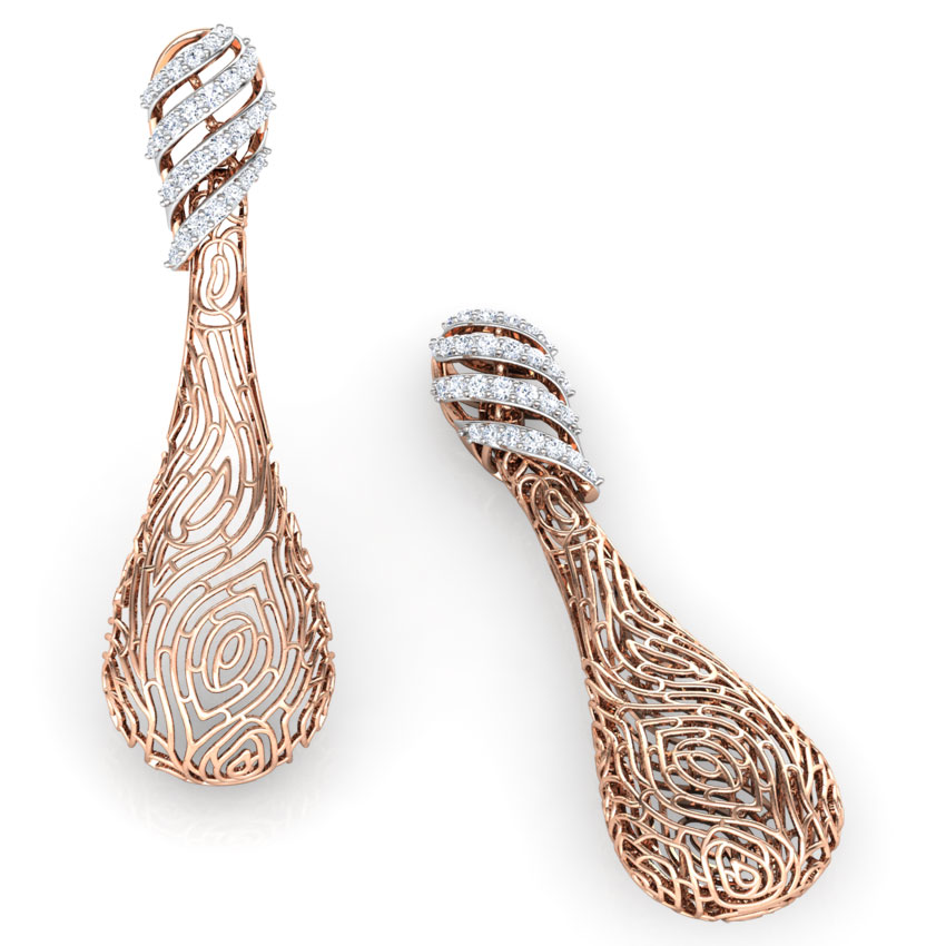 Lupine Wood Grain Diamond  Drop Earrings