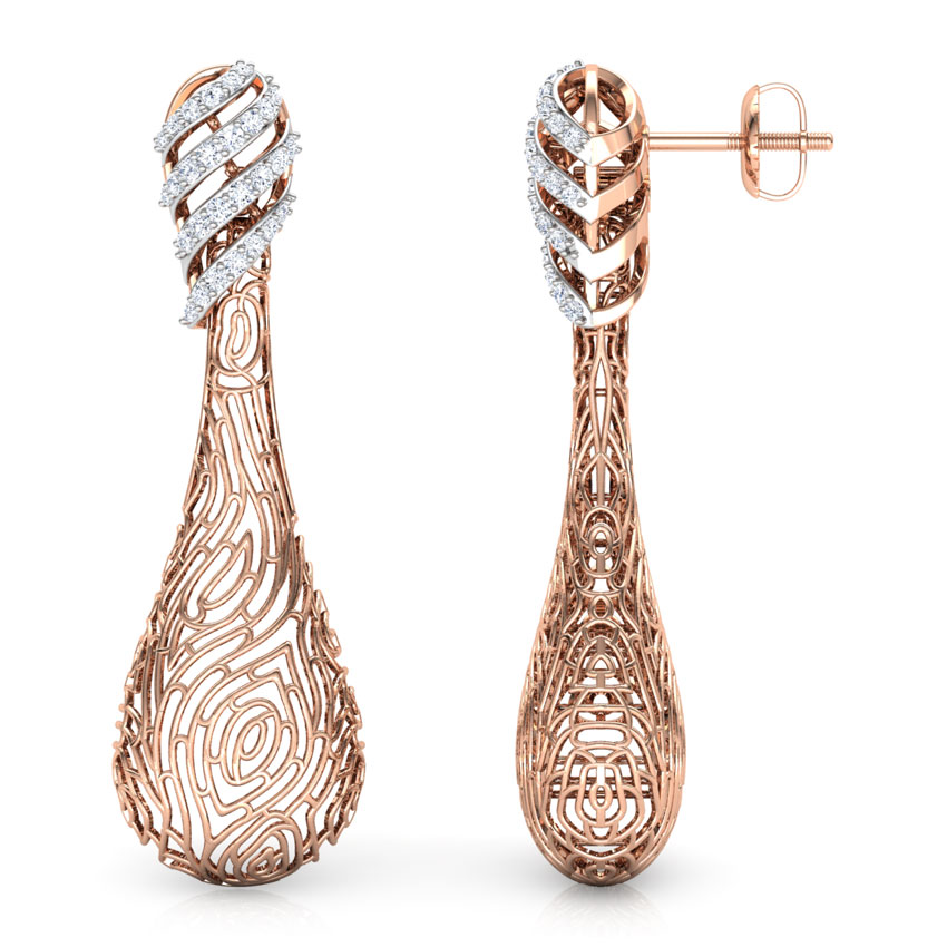 Lupine Wood Grain Diamond  Drop Earrings