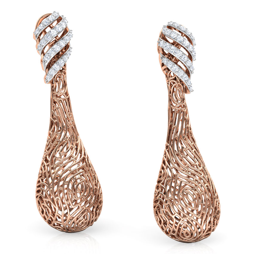 Lupine Wood Grain Diamond  Drop Earrings