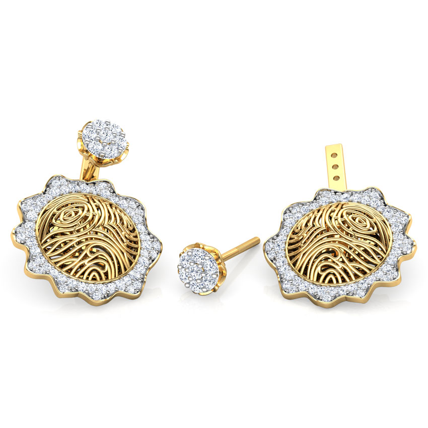 Ber Wood Grain Diamond Ear Jackets
