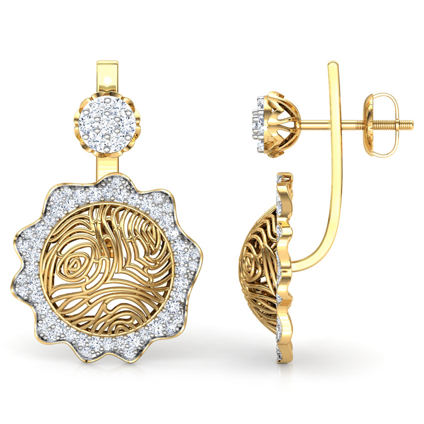 Ber Wood Grain Diamond Ear Jackets