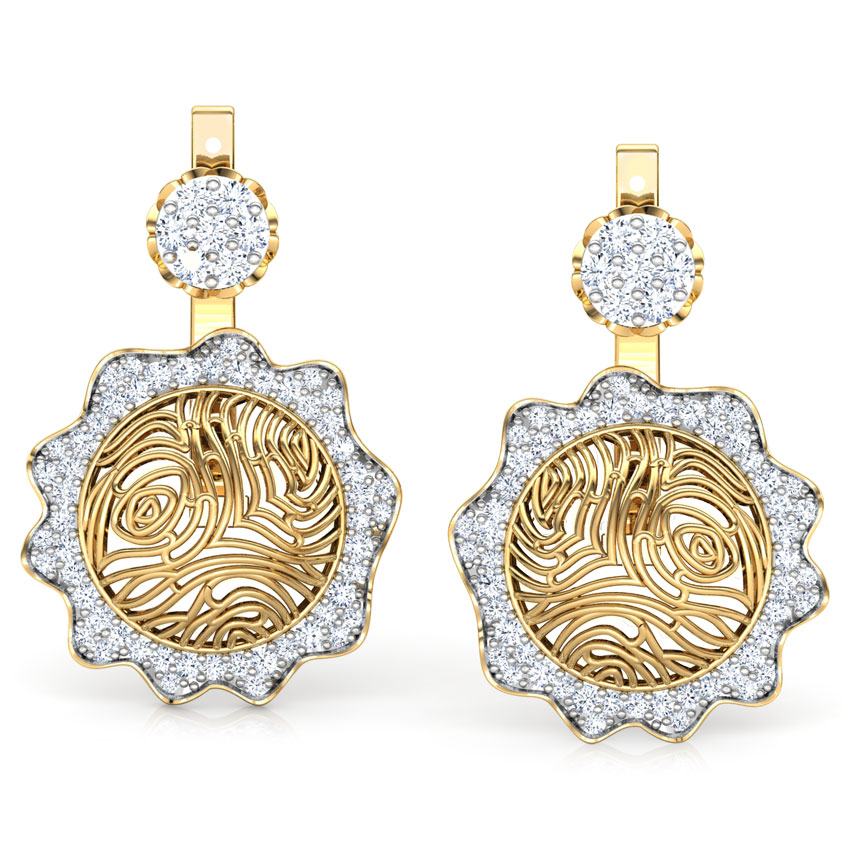 Diamond Earrings 18 Karat Yellow Gold Ber Wood Grain Diamond Ear Jackets