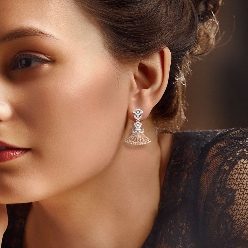 Intricate Flare Diamond Jhumkas