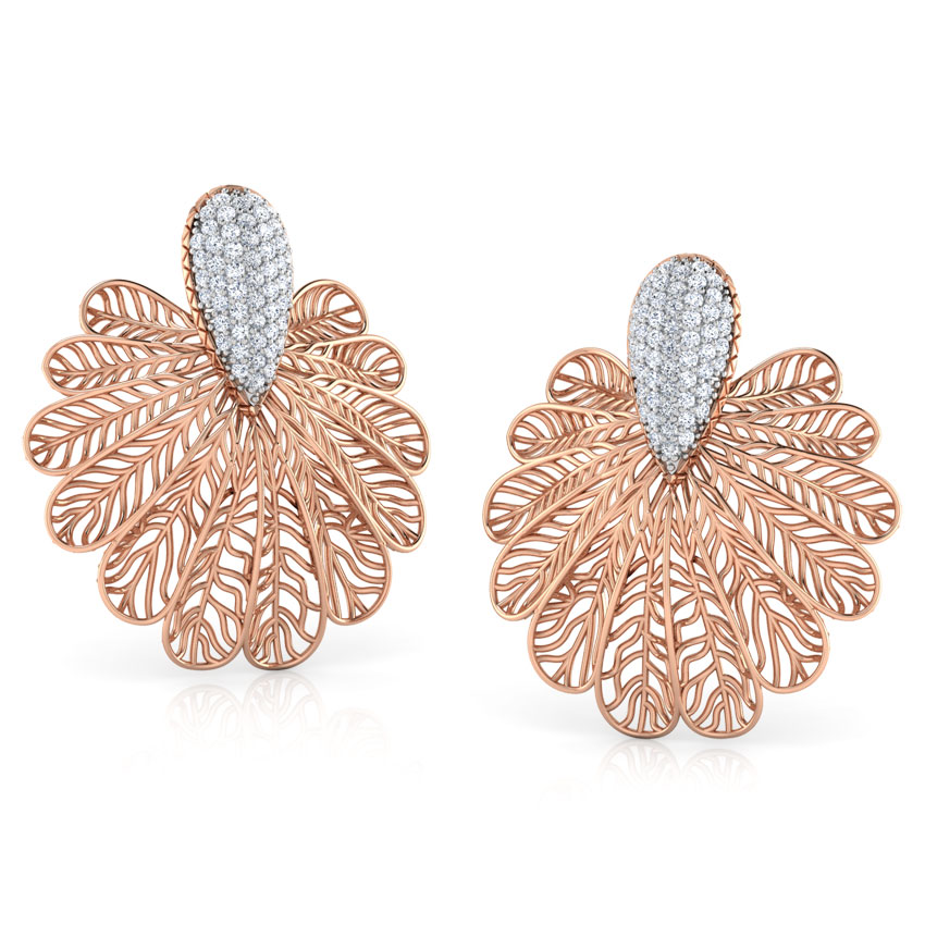 Lupine Leaf Diamond Stud Earrings