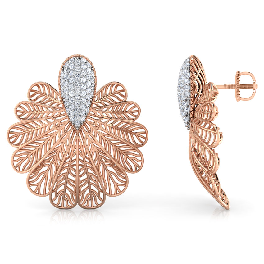 Lupine Leaf Diamond Stud Earrings