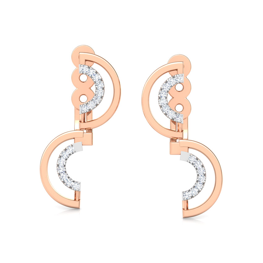Diamond Earrings 18 Karat Rose Gold Casual Curve Diamond Ear Jackets
