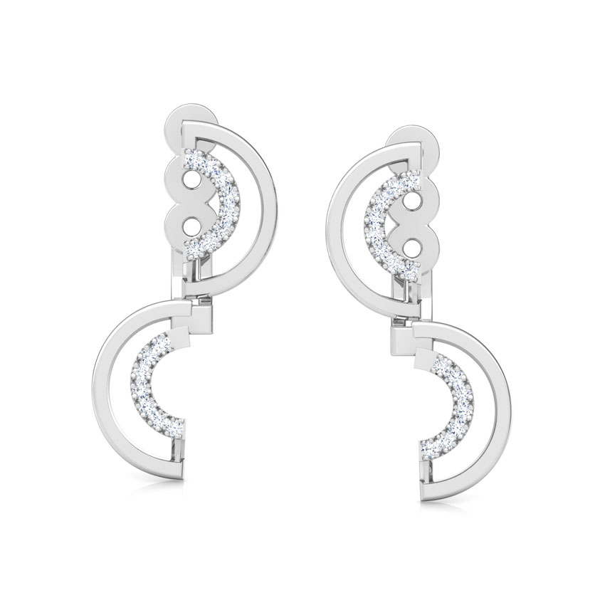 Diamond Earrings 18 Karat White Gold Casual Curve Diamond Ear Jackets