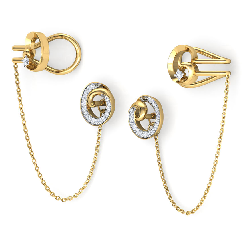 Swirly Chain Diamond Ear Cuffs Swirly Chain Diamond Ear Cuffs