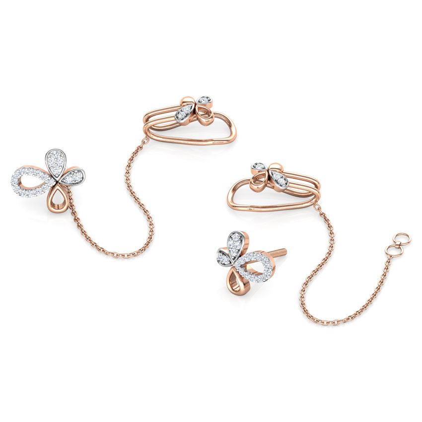 Floret Chain Diamond Ear Cuffs