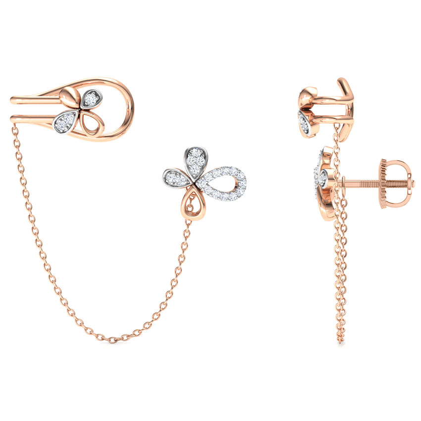Floret Chain Diamond Ear Cuffs