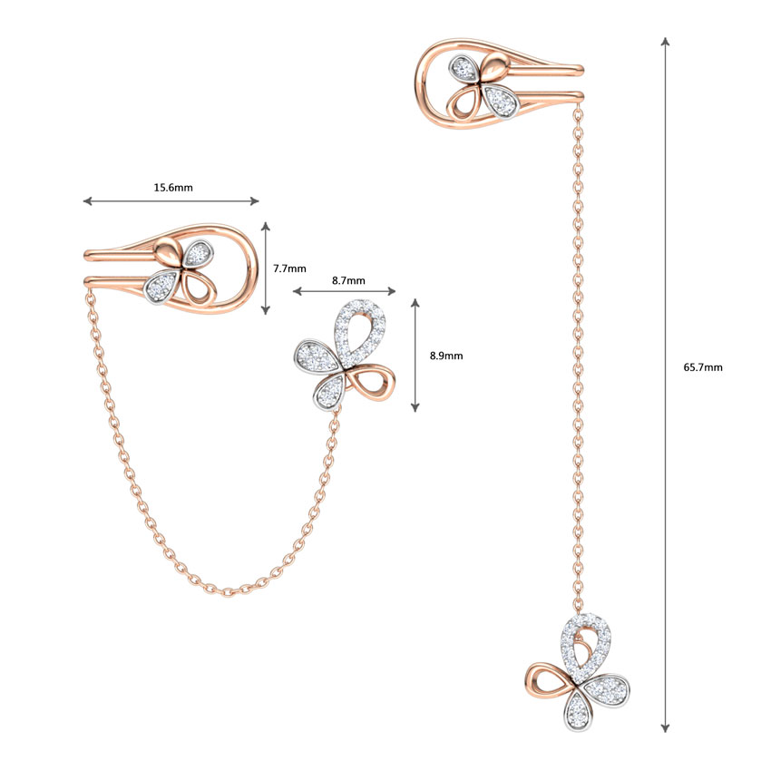 Floret Chain Diamond Ear Cuffs