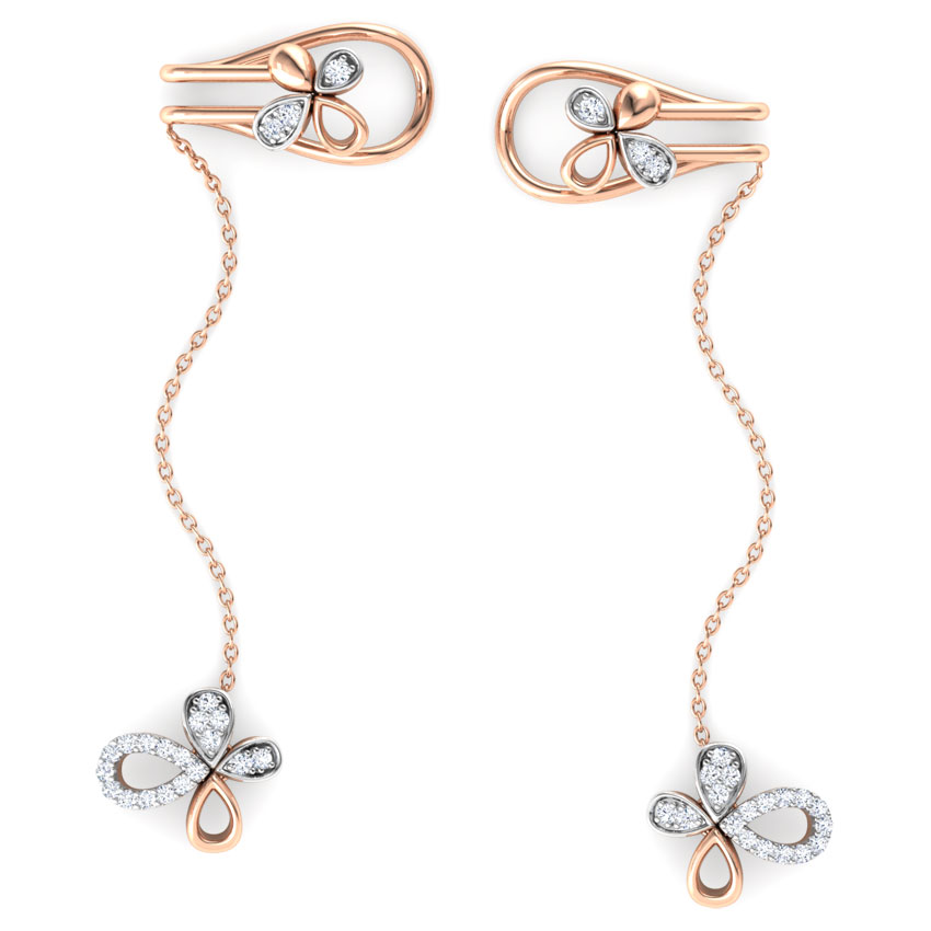 Floret Chain Diamond Ear Cuffs