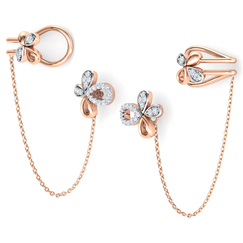 Floret Chain Diamond Ear Cuffs