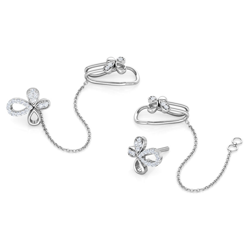 Floret Chain Diamond Ear Cuffs Floret Chain Diamond Ear Cuffs