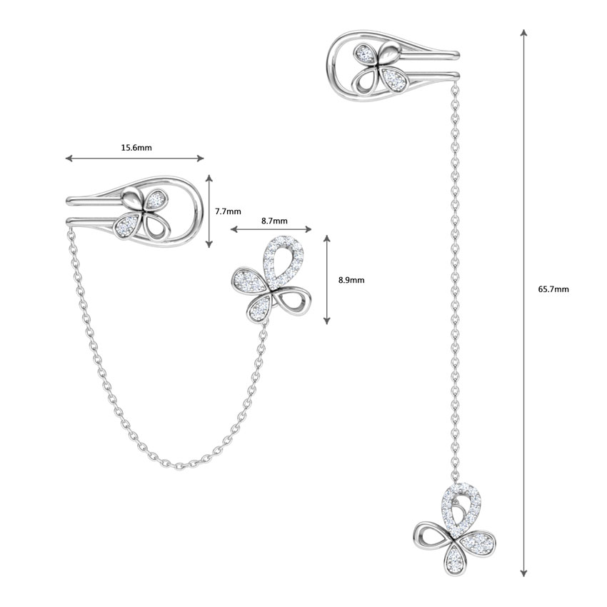 Floret Chain Diamond Ear Cuffs Floret Chain Diamond Ear Cuffs