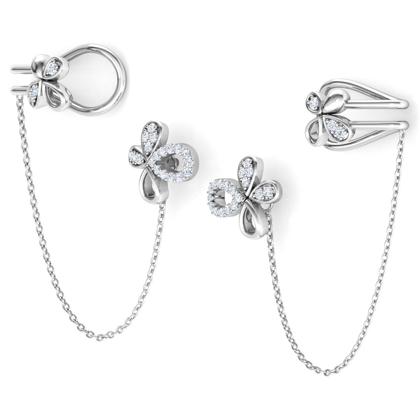 Floret Chain Diamond Ear Cuffs Floret Chain Diamond Ear Cuffs