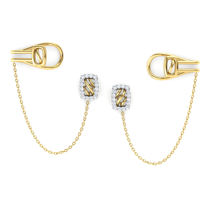 Quad Stud Earrings with Chain Clips