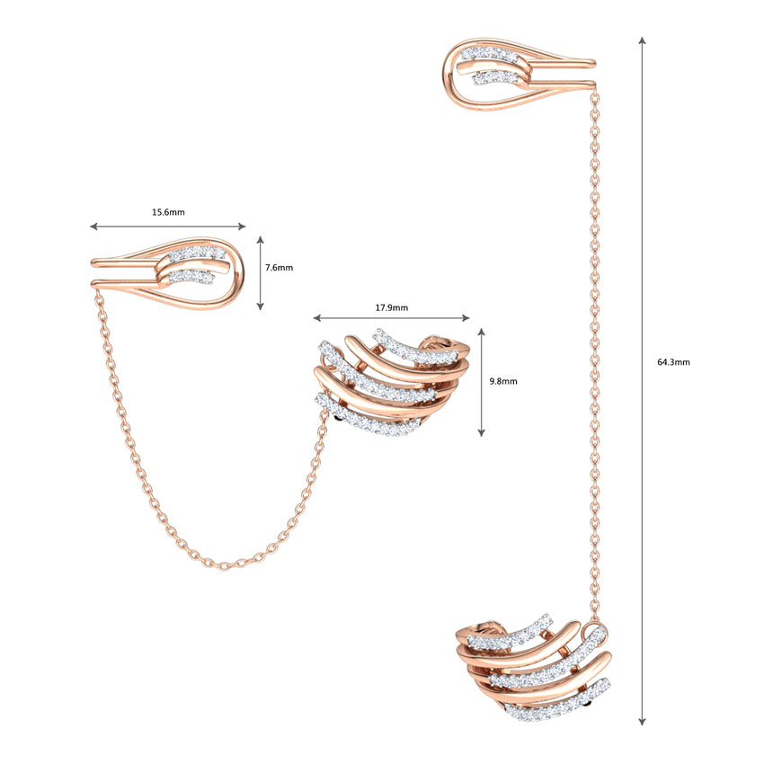 Arch Chain Diamond Ear Cuffs Arch Chain Diamond Ear Cuffs