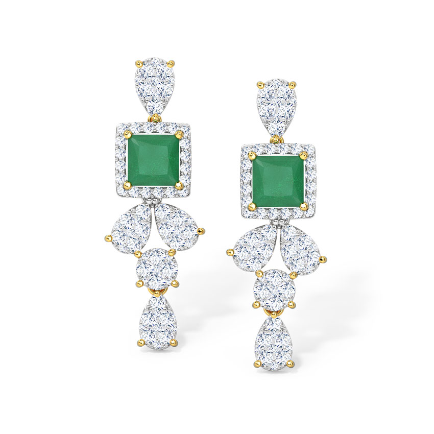Pear Clump Gemstone Drop Earrings