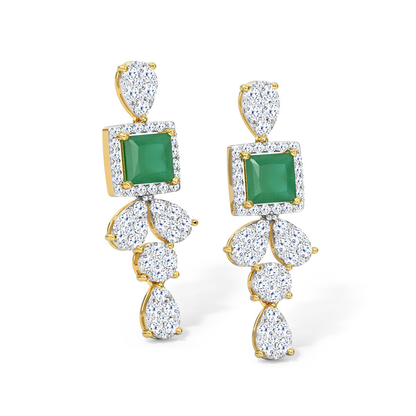 Pear Clump Gemstone Drop Earrings