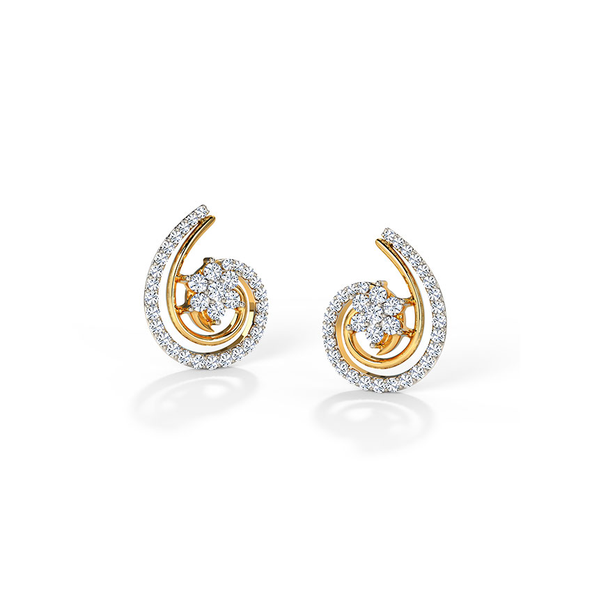 Blooming Scroll Diamond Stud Earrings Blooming Scroll Diamond Stud Earrings
