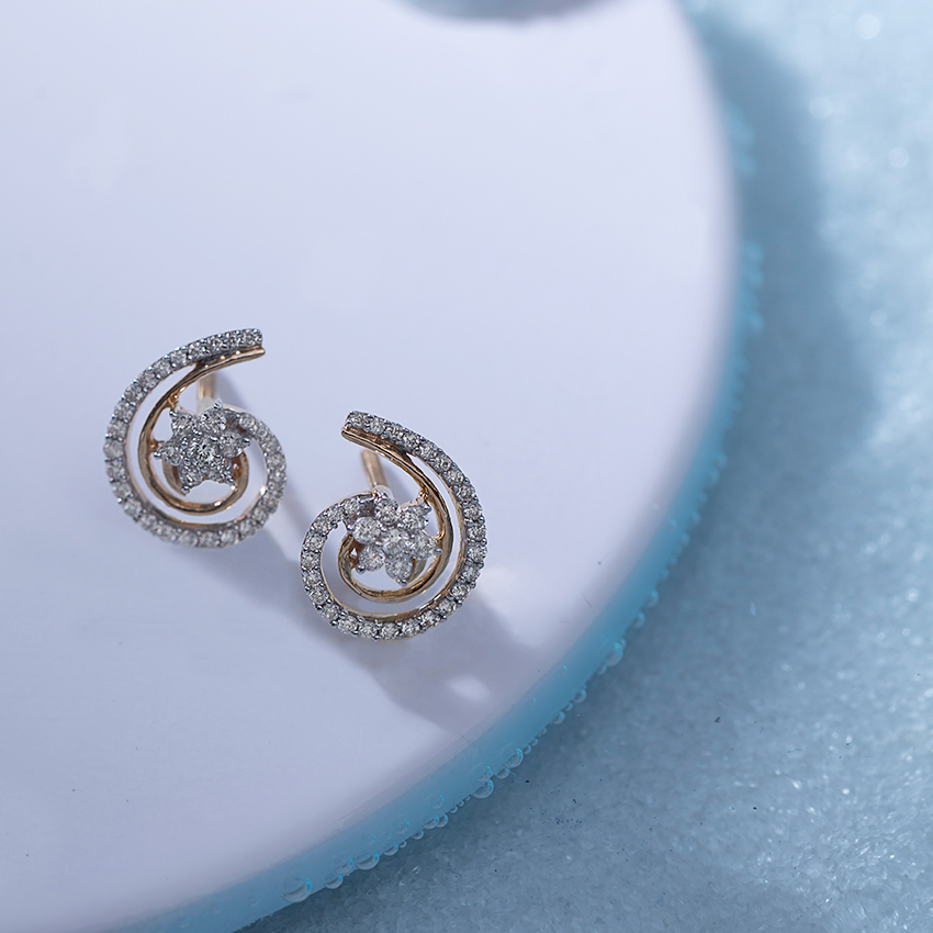 Blooming Scroll Diamond Stud Earrings Blooming Scroll Diamond Stud Earrings