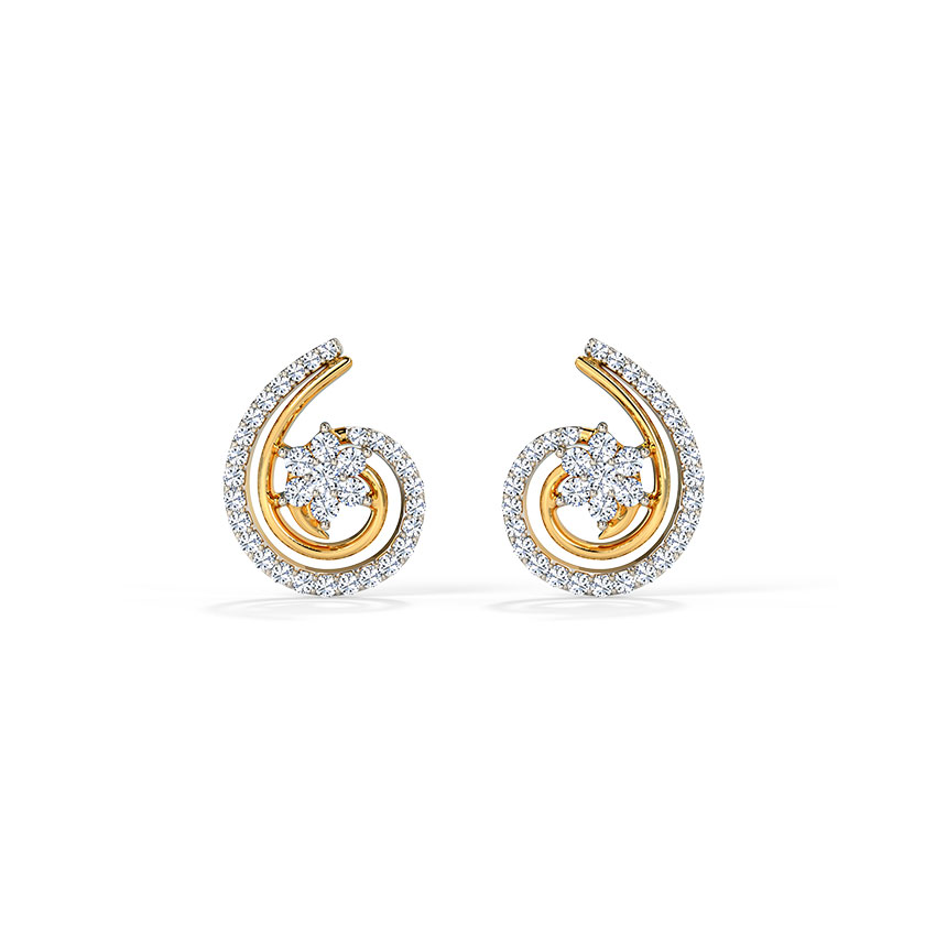 Blooming Scroll Diamond Stud Earrings Blooming Scroll Diamond Stud Earrings