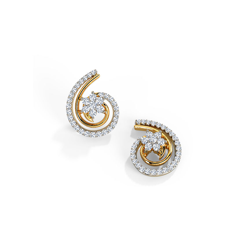 Blooming Scroll Diamond Stud Earrings Blooming Scroll Diamond Stud Earrings