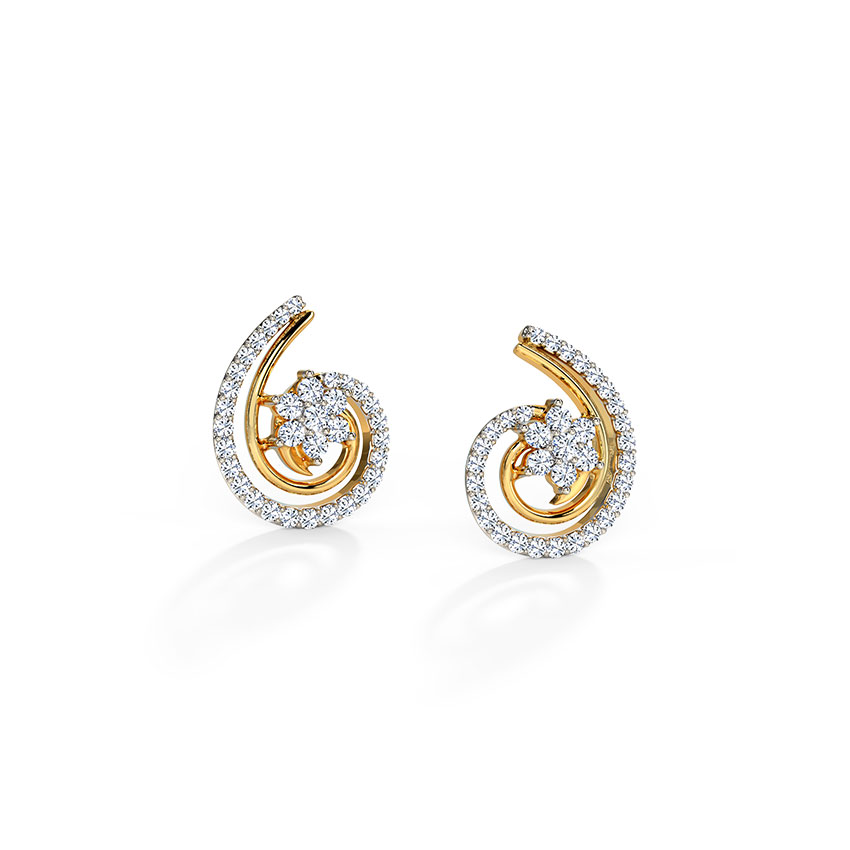 Blooming Scroll Diamond Stud Earrings Blooming Scroll Diamond Stud Earrings