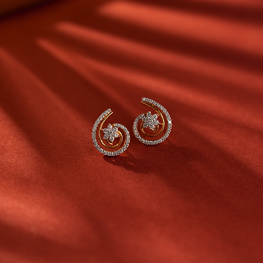 Blooming Scroll Diamond Stud Earrings Blooming Scroll Diamond Stud Earrings