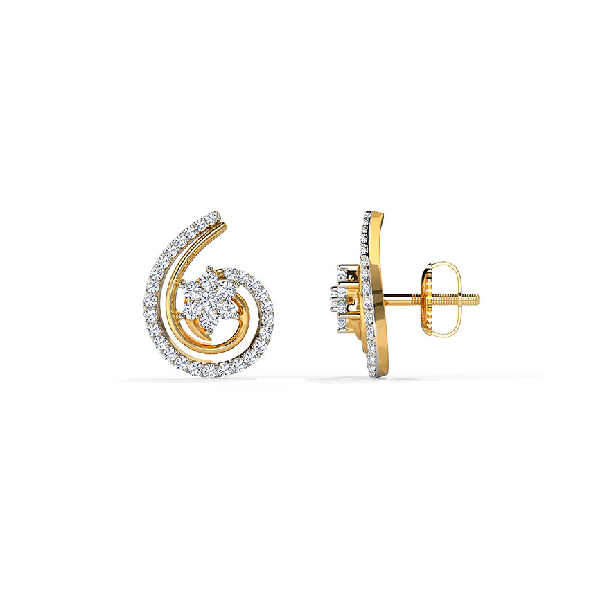 Blooming Scroll Diamond Stud Earrings Blooming Scroll Diamond Stud Earrings